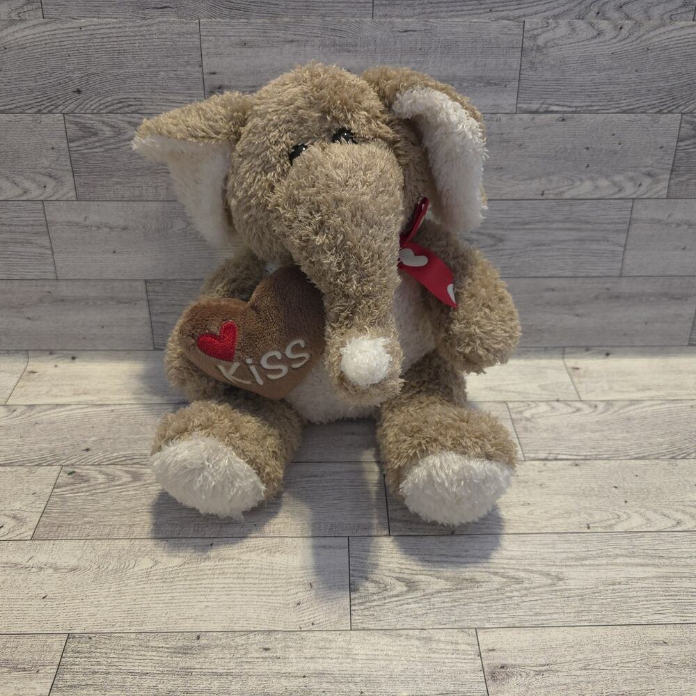 Dan Dee Brown Valentine Elephant Plush Stuffed Animal Xoxo Heart Soft